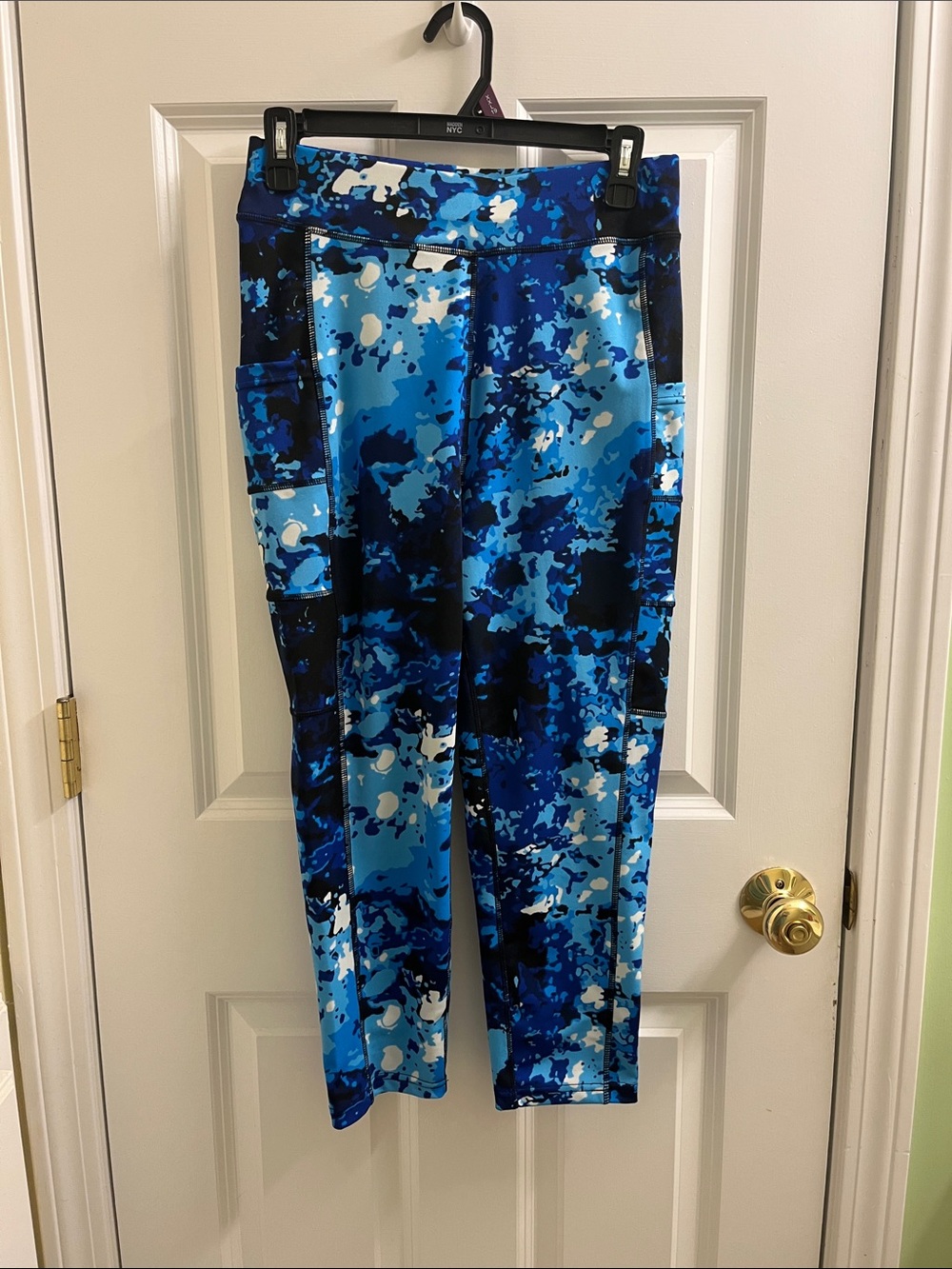 Popflex Blue Patterned Leggings with Pockets